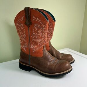 Ariat Fatbaby Western Cowboy Boots Women’s 7B Brown Orange Turquoise 10012810